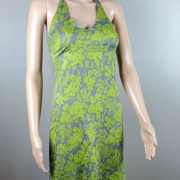 J. Crew Dresses & Skirts - J.Crew Green & Gray Leaf Patterned Sun Dre…